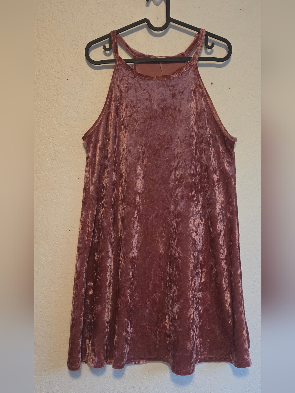 Pinc Dusky Rose Crushed Velvet Slip Dress
